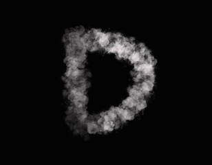 realistic smoke D alphabet spreading on dark background