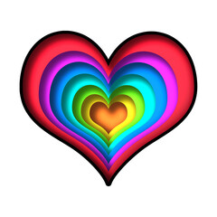 Pride Rainbow Cut Paper Heart, Heart with Rainbow, Valentine's Day, Paper Craft Heart, Pride Love
