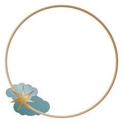 New Year Christmas Wedding Vintage Decoration Frame Border Gold Round Png Icon Symbol Silhouette Romantic Baby Sweet Dream Sleep Graphic Magic Element