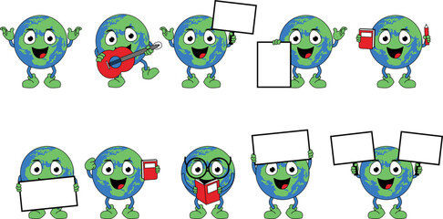 Obraz premium cute world ball cartoon illustration 