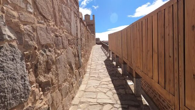 Avila defensive wall or battlement Sourrounding the city. Turist vist avila city and wall.