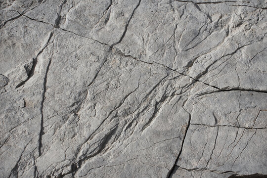 Light grey rock texture background with cracked surface 