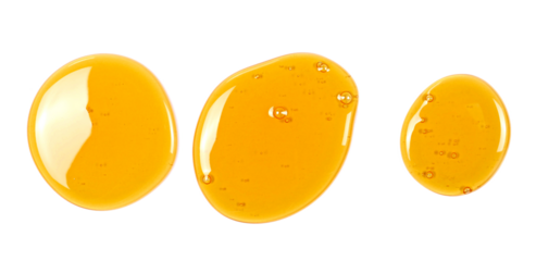 Set honey spill isolated on white, top view