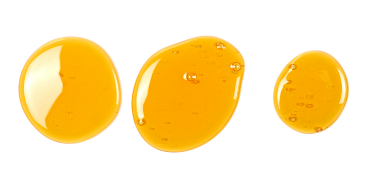 Set honey spill isolated on white, top view