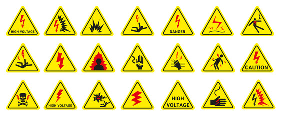 Signs of electric shock. Vector graphics.
