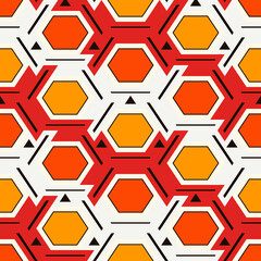 Contemporary honeycomb geometric pattern. Repeated hexagon ornament. Modern mosaic tiles. Seamless surface print