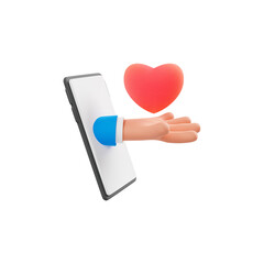 hand holding smartphone 3d icon
