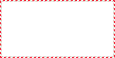Christmas red, green, white striped candy cane rectangle frame, horizontal border isolated on transparent background, clip art, cut out , PNG illustration for new year design.