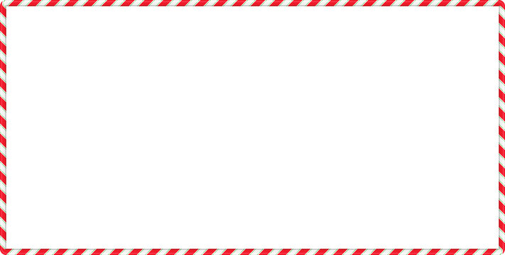 Christmas red, green, white striped candy cane rectabgle frame, horizontal border isolated on transparent background, clip art, cut out , PNG illustration for new year design.