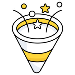 A flat design icon of popper