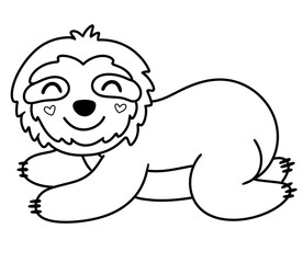 Cute Sloth Outline Illustration 