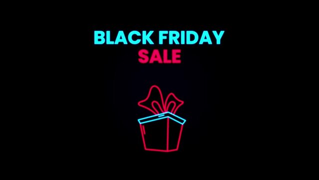 Black Friday Sale Neon Light Promotional Video For Marketing.