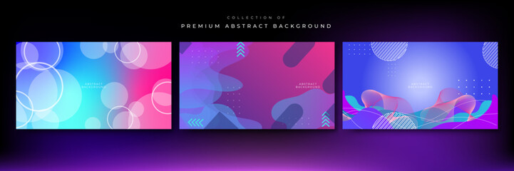 Naklejka na ściany i meble Gradient flowing geometric pattern background texture for cover design template. Minimal color abstract gradient banner template. Modern vector wave shape for brochure and presentation