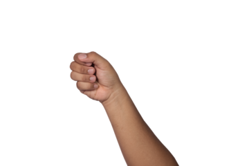 hand holding something like a stick isolated on a white background