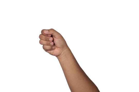 hand holding something like a stick isolated on a white background