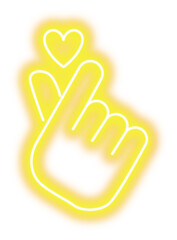 Yellow Neon Hand Love Sign Illustration