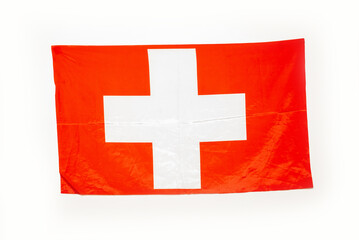 Swiss national flag isolated white background