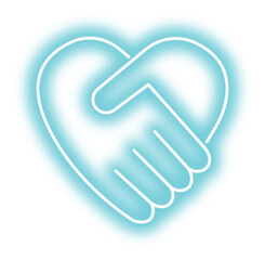 Blue Neon Hand Love Sign Illustration