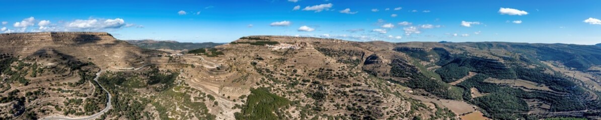 Panorama and Areal View of Ares del Maestrat, also known as Ares del Maestrazgo in Spanish or simply Ares, is a municipality in the province of Castelló in the Valencian Country.