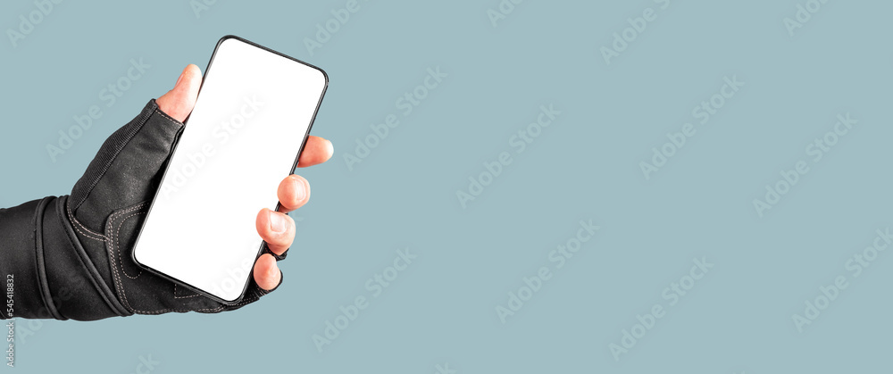 Poster mobile phone screen mock up for sport application. banner, background with copy space for text