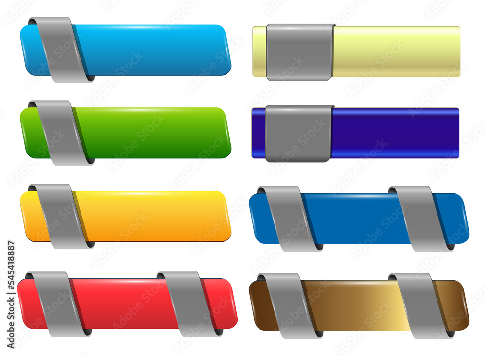 Poster web buttons, banners, multicolored icons isolated.