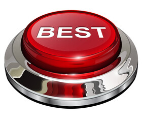 Best button, 3d red glossy metallic icon isolated.