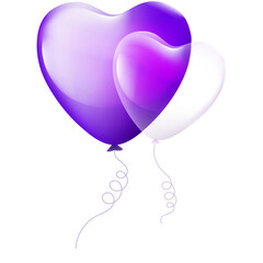 Realistic love balloons. Vector heart shape air balloon compositions set. Valentine day or birthday party decoration elements.