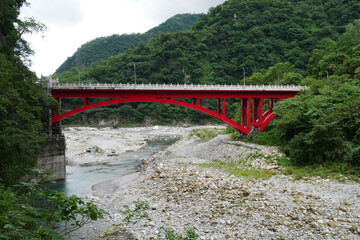 Landscape View in Taroko red bridge, Taroko national park, Hualien, Taiwan.