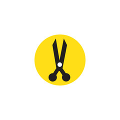 Realistic Scissors icon on yellow background