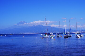 富士山と駿河湾の海色