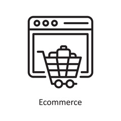 Ecommerce  Vector Outline Icon Design illustration. Business and Finance Symbol on White background EPS 10 File