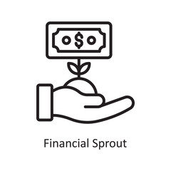 Financial Sprout  Vector Outline Icon Design illustration. Business and Finance Symbol on White background EPS 10 File