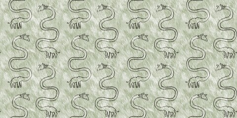 Cute safari wild giraffe animal border for babies room decor. Seamless furry green textured gender neutral print design.