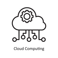 Cloud Computing Vector Outline Icon Design illustration. Business and Finance Symbol on White background EPS 10 File