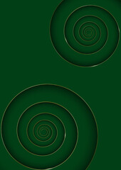 Luxurious green background with golden spiral lines