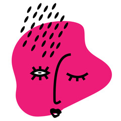 Vector illustration pink lady abstract line art