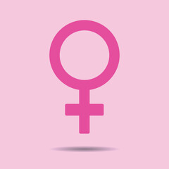 Female sex symbol vector illustration, flat icon vectorized in pink.