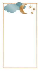 New Year Christmas Wedding Vintage Decoration Frame Border Gold Rectangle PNG Icon Symbol Silhouette Romantic Baby Sweet Dream Sleep Graphic Magic Element