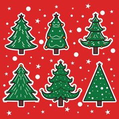 Christmas trees set, perfect for office, banner, company, landing page, background, social media, wallpaper and more