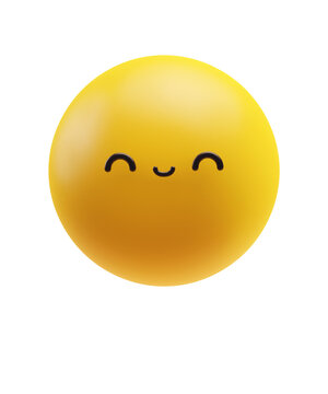 Happiness emoticon with a funny kawaii face with arc line eyes