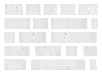 Collection of adhesive zigzag tape strips on transparent background. Isolated. Png file