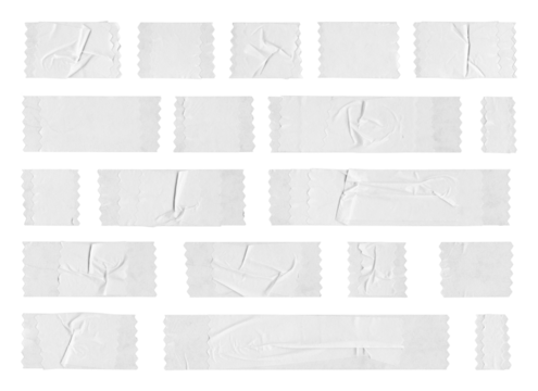 Collection of adhesive zigzag tape strips on transparent background. Isolated. Png file - Powered by Adobe