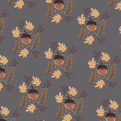 Seamless cartoon pattern with cute chocolate cake doodle
