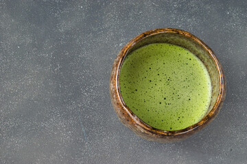 日本の伝統文化　茶道　茶碗と抹茶  コピースペースあり Japanese traditional culture, Tea Ceremony, tea bowl,matcha, with copy space