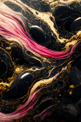 Obraz na płótnie Canvas Pink and black marble texture. Luxury abstract fluid art paint background. Beautiful modern 3d wallpaper