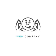 Doodle spider icon. Cyberspace security branding. Internet technology logo design