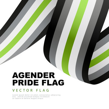 Ribbon in the form of a flag of agender pride. Sexual identification. A colorful logo of one of the LGBT flags. Lack of gender identity. Vector