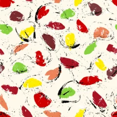 Rolgordijnen seamless background pattern, with dots, circles, paint strokes and splashes © Kirsten Hinte