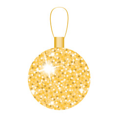 Golden ball with sparkles. Vector golden ball with sparkles. Christmas tree decoration.