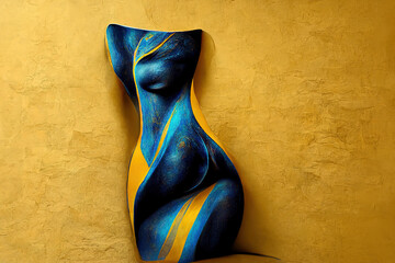abstract wallpaper yellow and blue woman body      generative ai